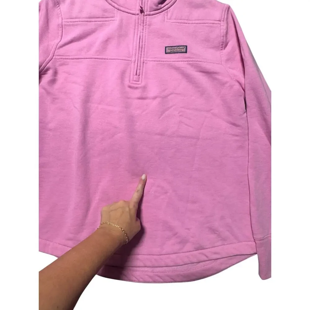 Vineyard Vines Dreamcloth Shep Sweatshirt Womens M Light Pink Quarter-Zip Logo